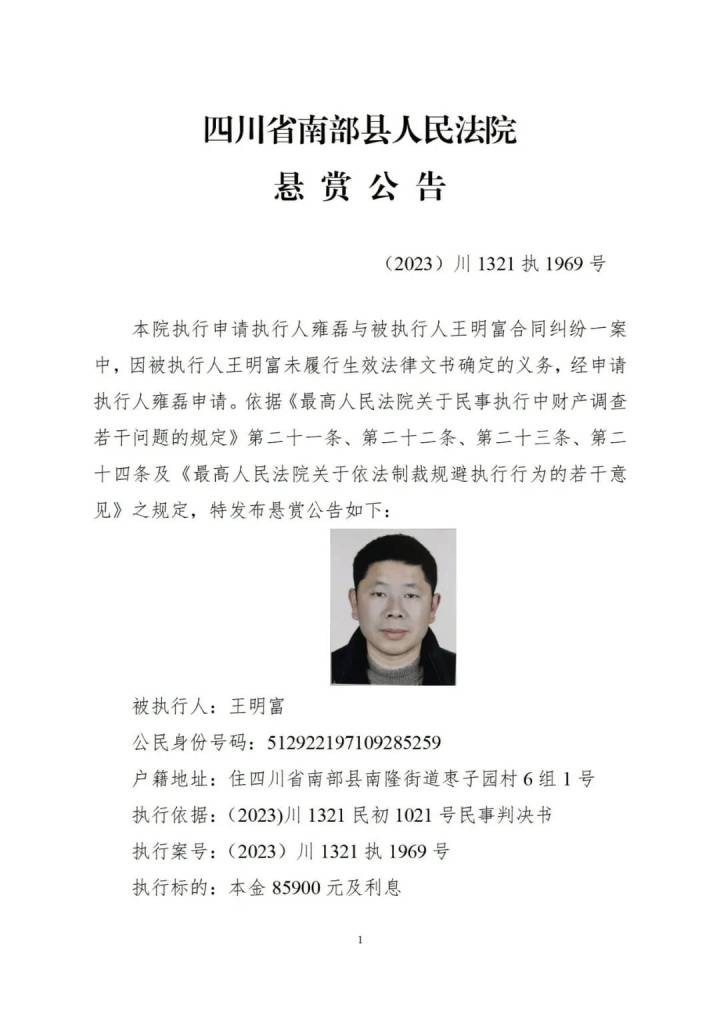 南部警事-南部陵江在线南部县人民法院悬赏公告！南部陵江在线(1)